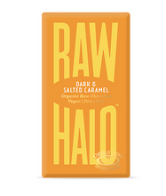Load image into Gallery viewer, Raw Halo Dark &amp; Salted Caramel Vegan chocolate - 70g
